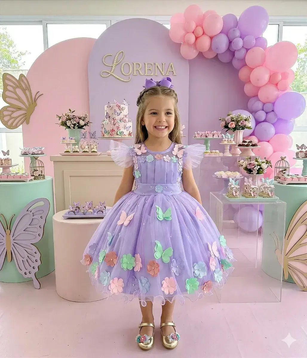 Vestido jardim encantado isis luxinho lilas