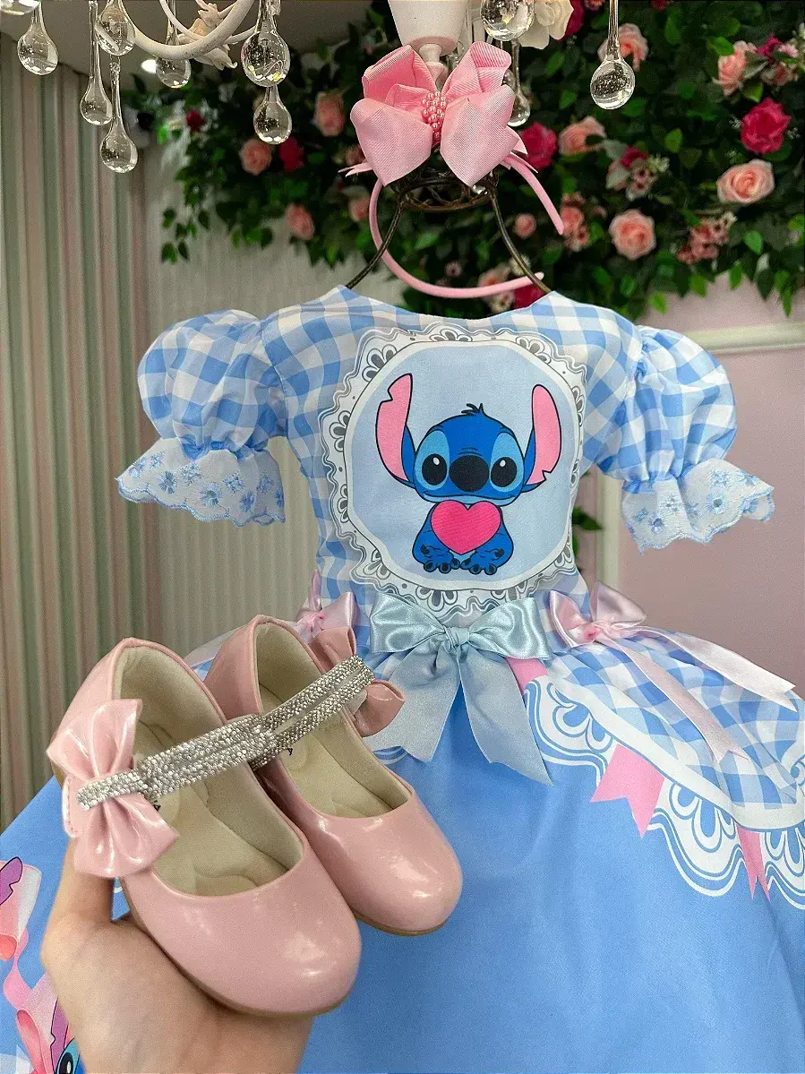 Vestido junino festa Lilo Stitch azul, foto 8
