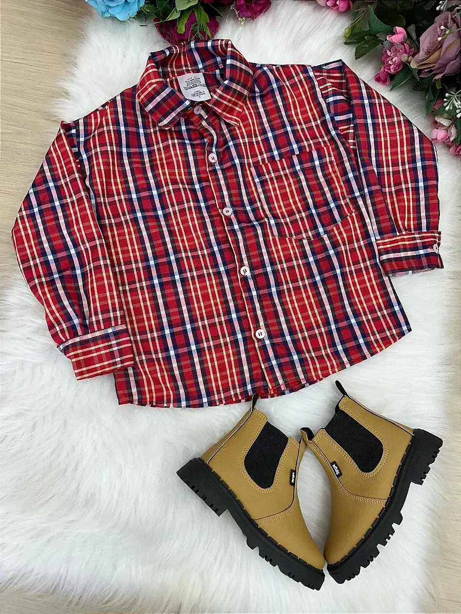 Camisa xadrez junina moises vermelho, foto 2