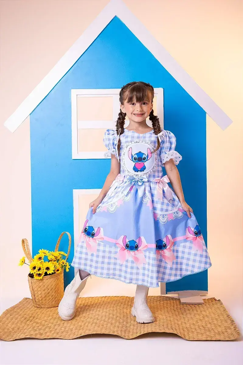 Vestido junino festa Lilo Stitch azul, foto 2