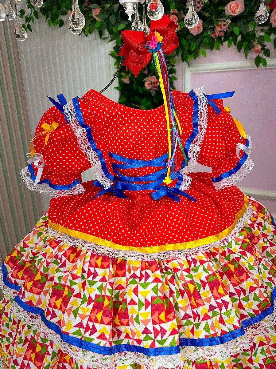Vestido junino forró junino vermelho, foto 5