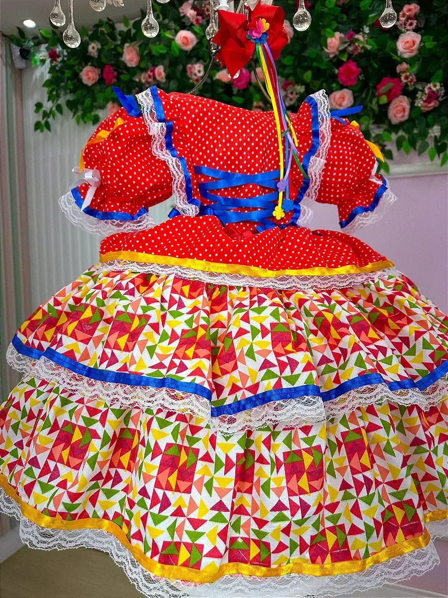 Vestido junino forró junino vermelho, foto 6