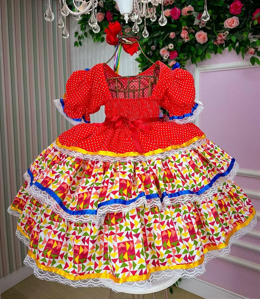 Vestido junino forró junino vermelho, foto 7