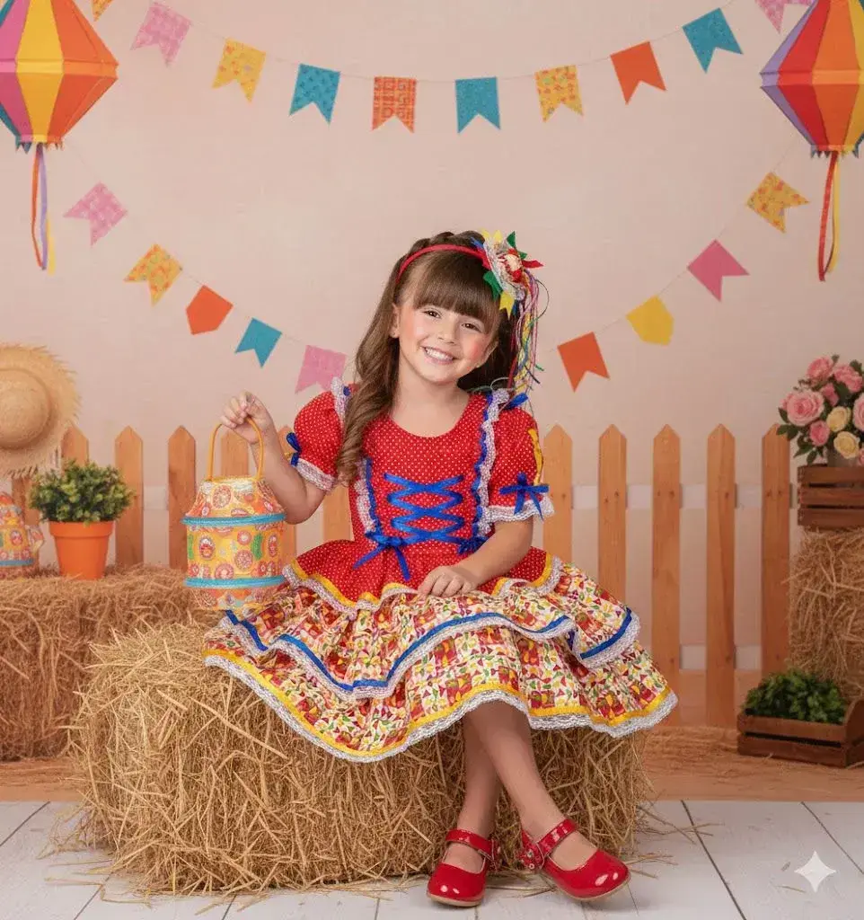 Vestido junino forró junino vermelho, foto 2