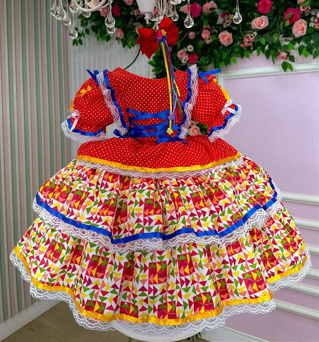 Vestido junino forró junino vermelho, foto 3