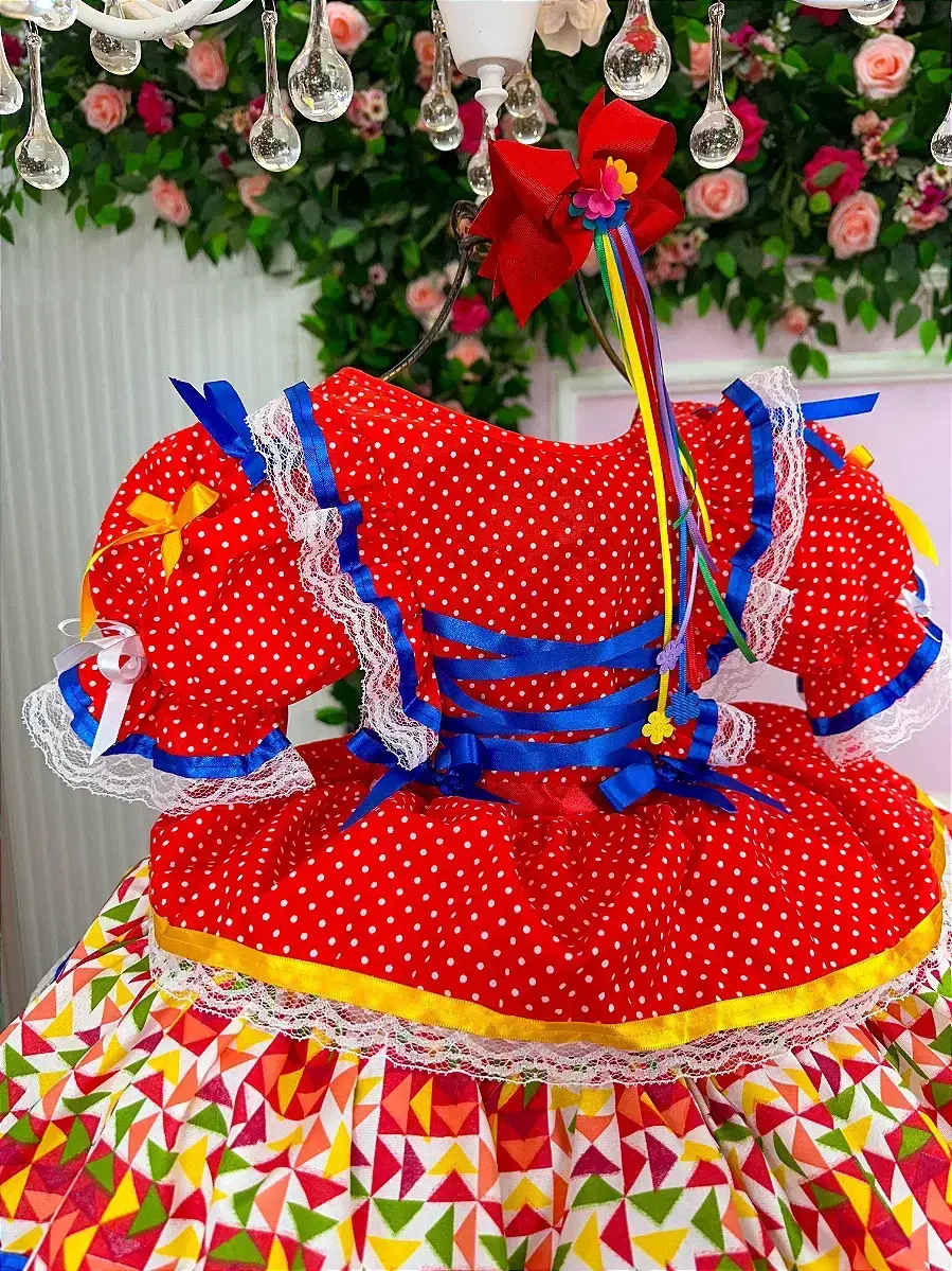 Vestido junino forró junino vermelho, foto 4