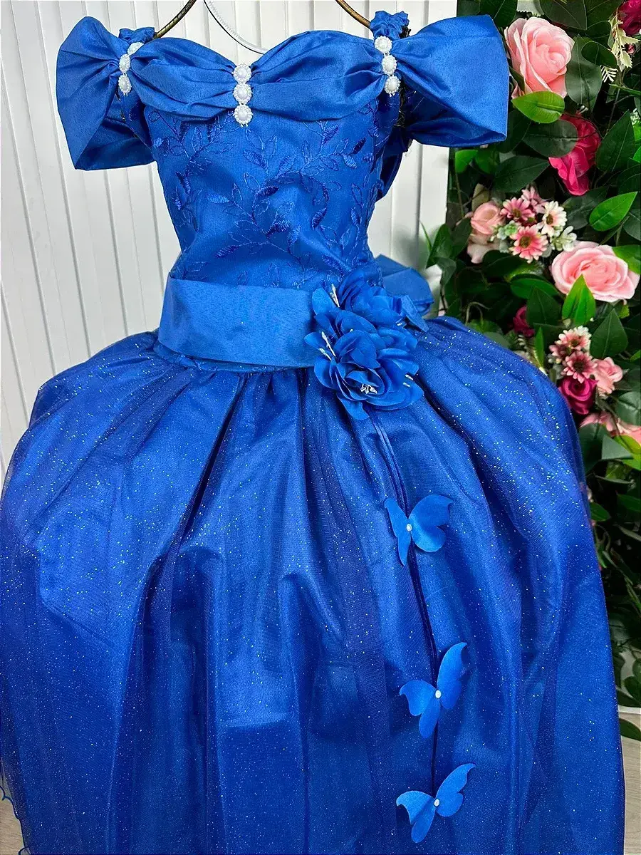 Vestido longo manga princesa azul royal, foto 3