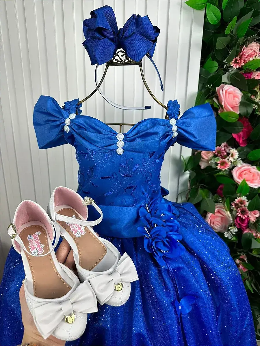 Vestido longo manga princesa azul royal, foto 4
