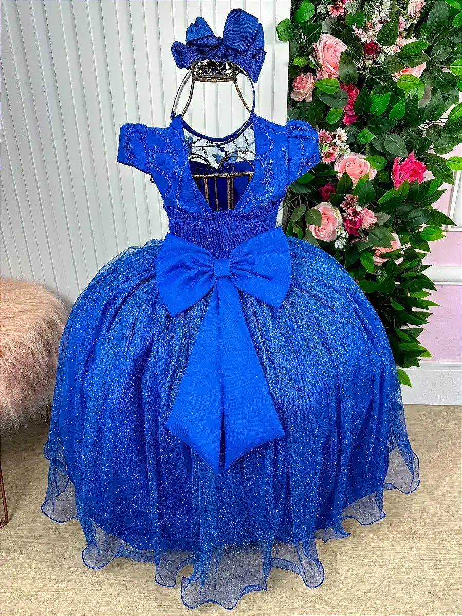 Vestido longo jardim encantado borboletas azul royal, foto 5