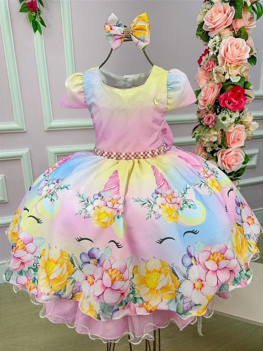 Vestido unicornio colorido arco iris