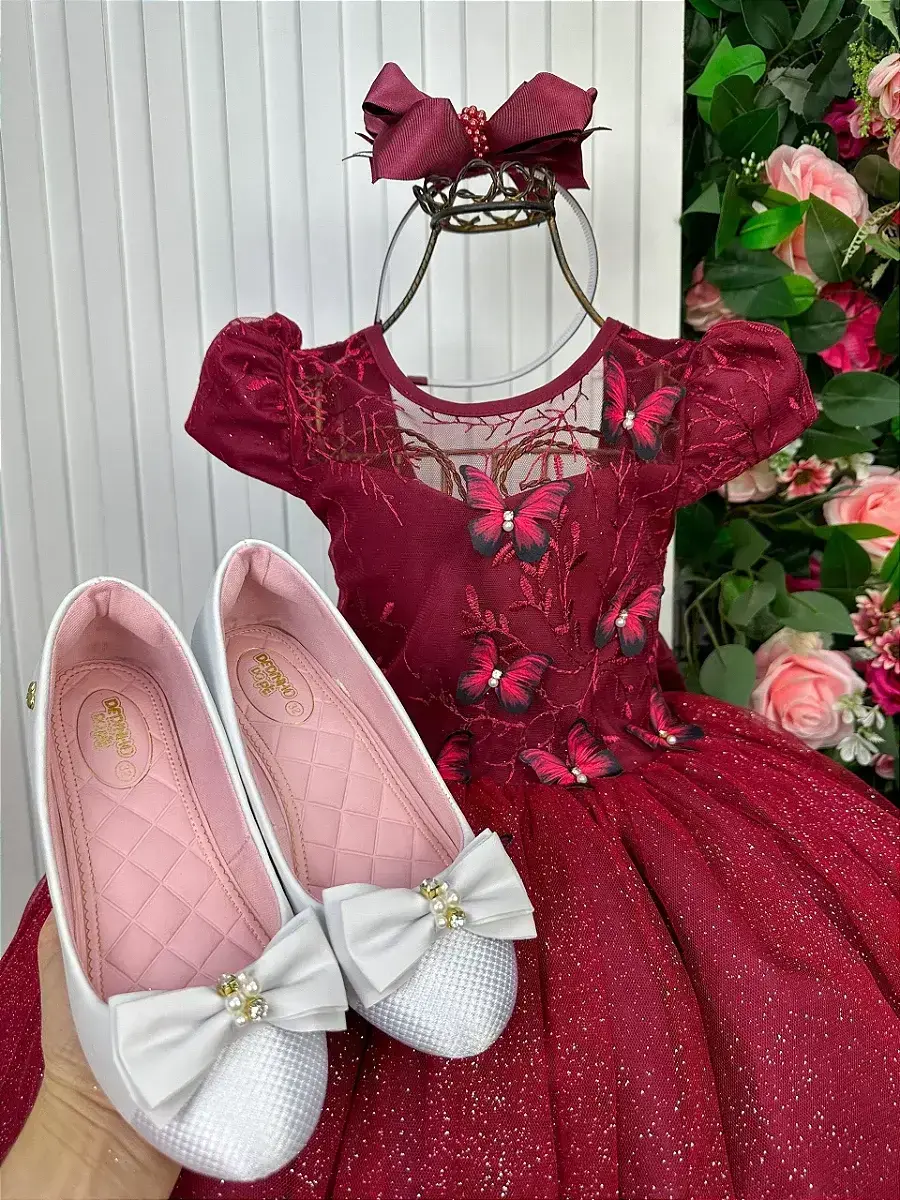 Vestido longo jardim encantado borboletas marsala, foto 3