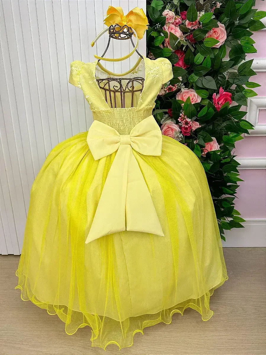 Vestido longo jardim encantado borboletas amarelo, foto 5