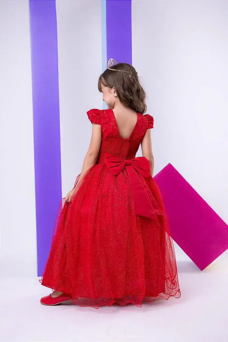 Vestido longo jardim encantado borboletas vermelho, foto 4