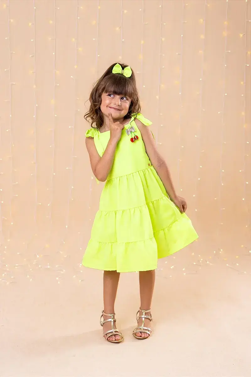 Vestido verde neon cerejinha
