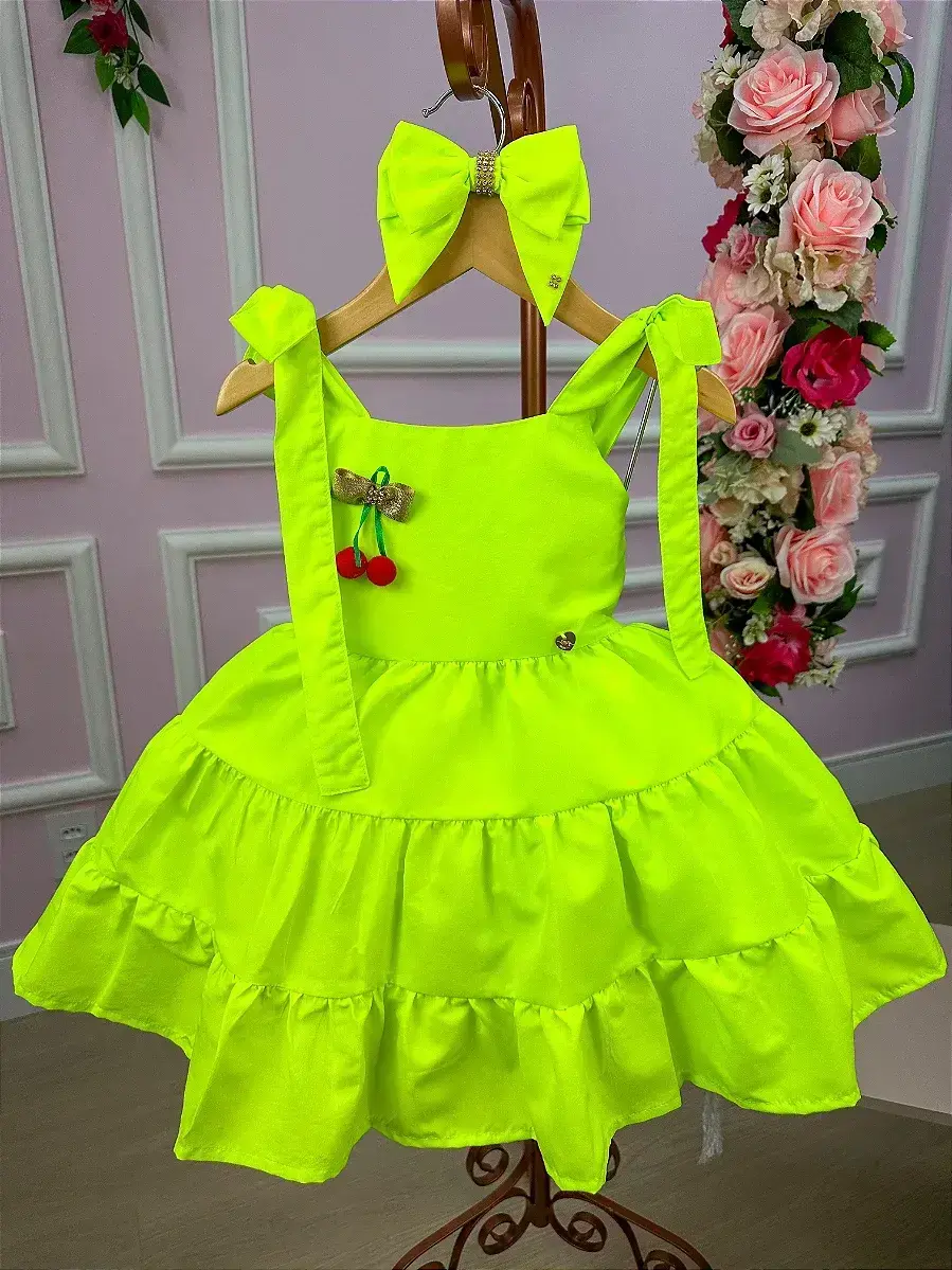 Vestido verde neon cerejinha, foto 5
