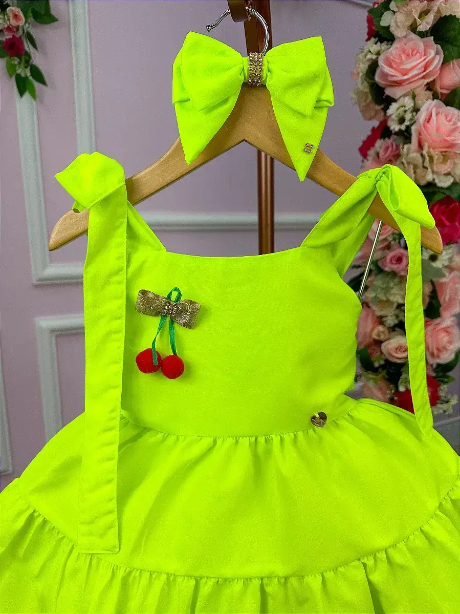 Vestido verde neon cerejinha, foto 7