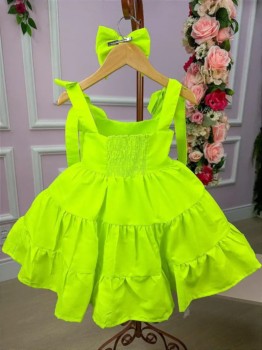 Vestido verde neon cerejinha, foto 8