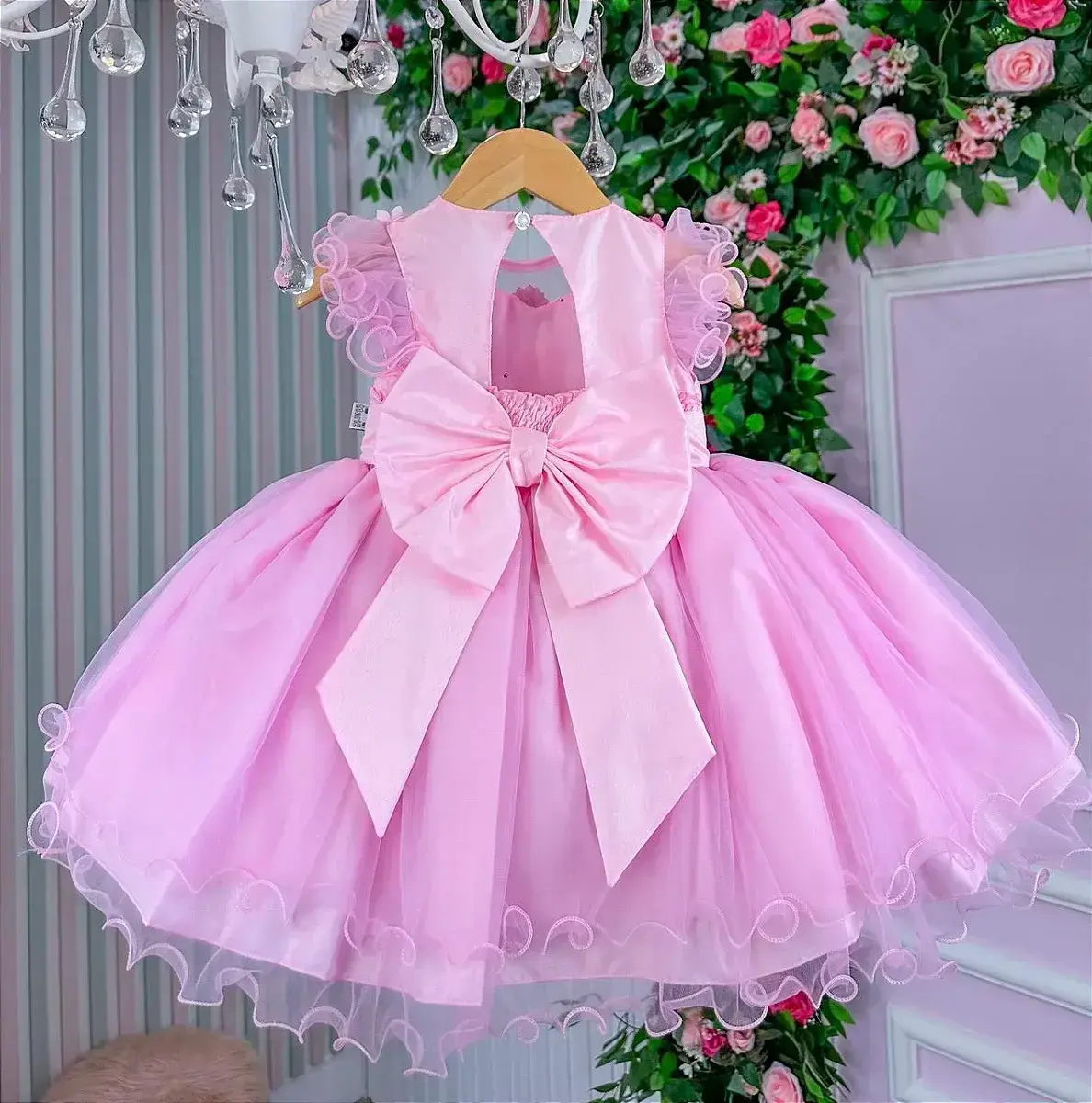 Vestido rosa jardim encantado laço, foto 6