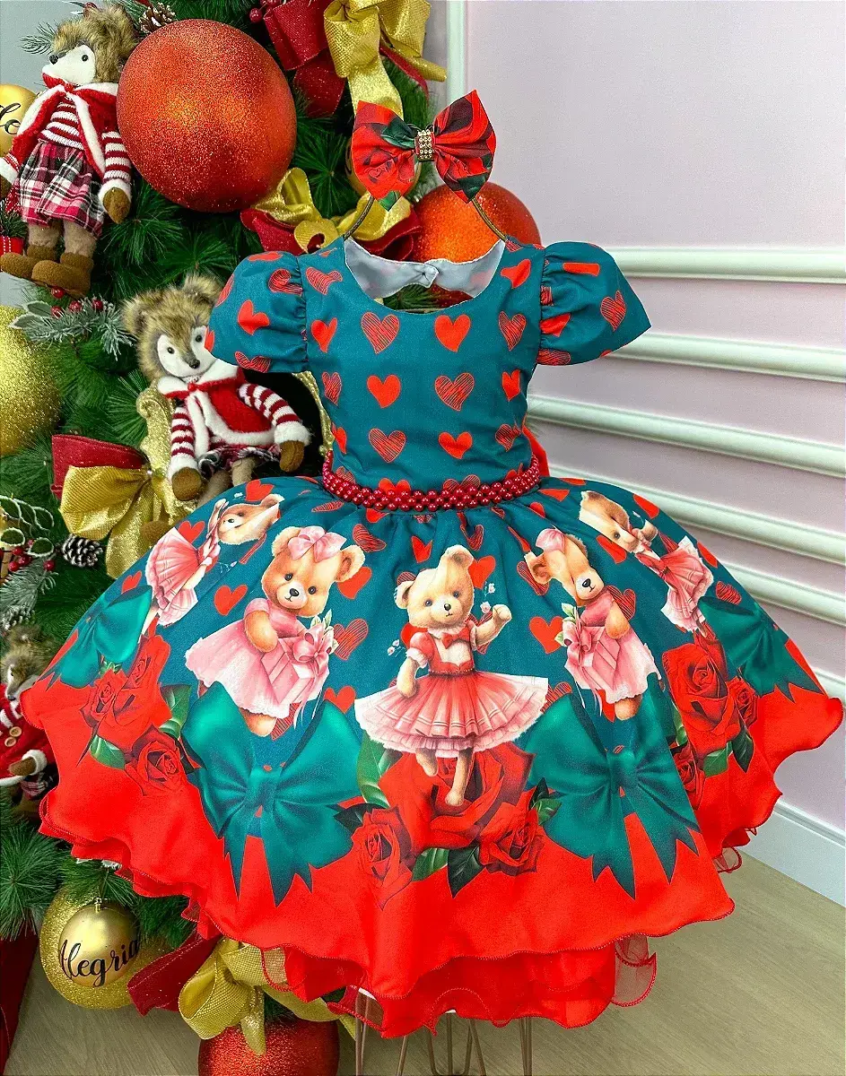 Vestido ursinho verde Natal, foto 2