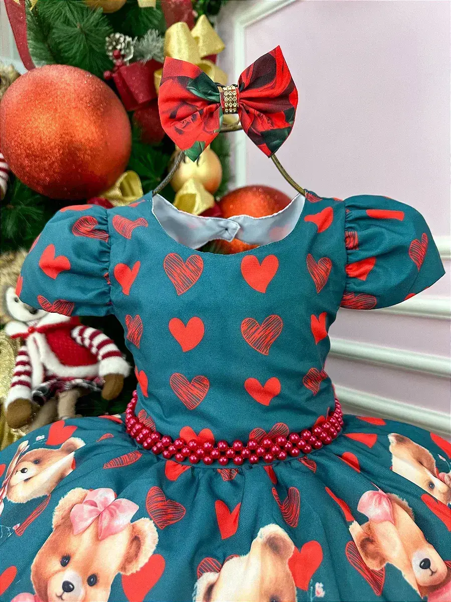 Vestido ursinho verde Natal, foto 4