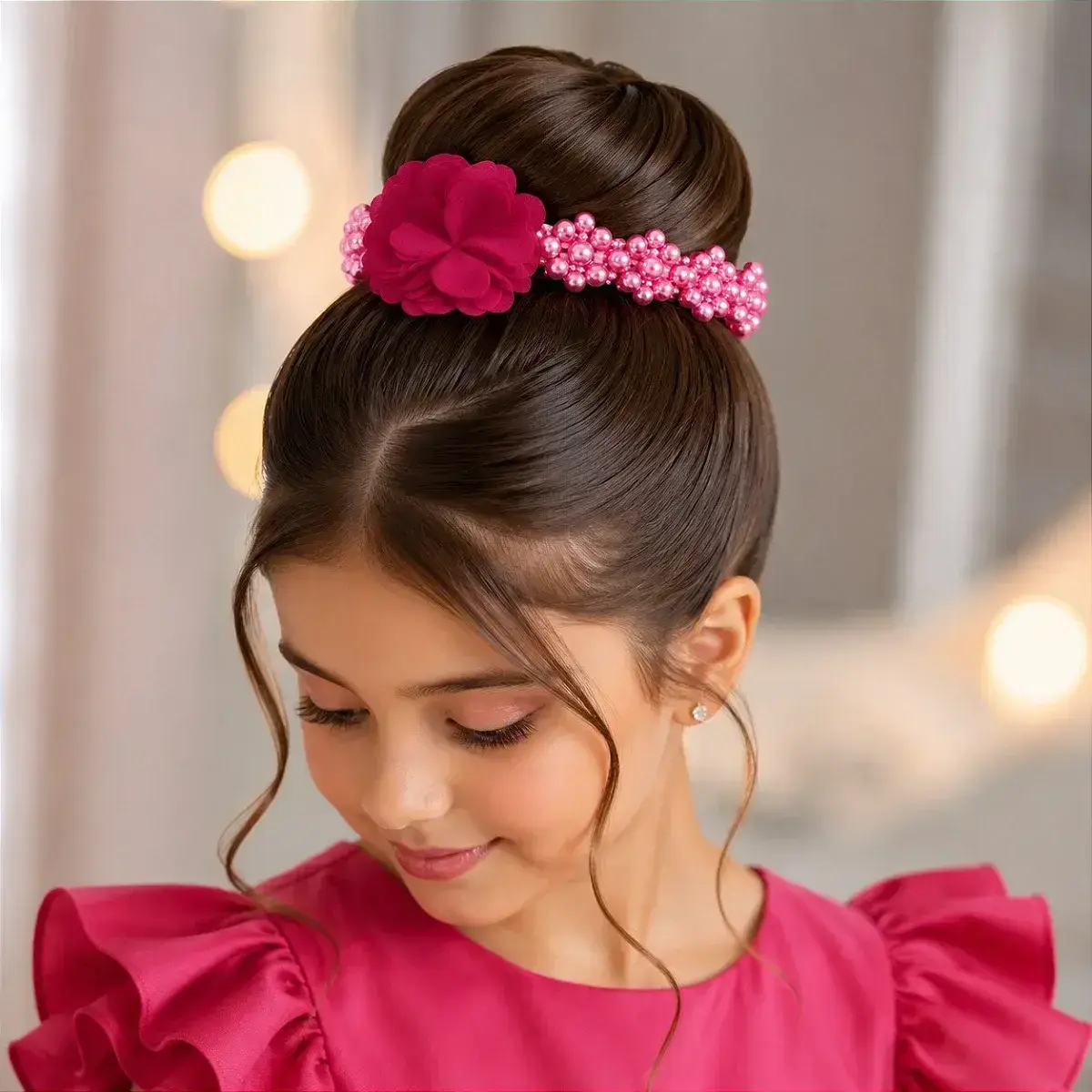 Porta coque flor perolas pink