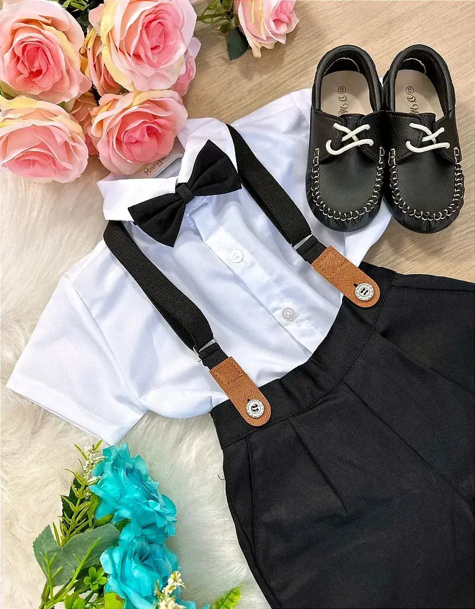Conjunto social preto suspensorio shorts, foto 2