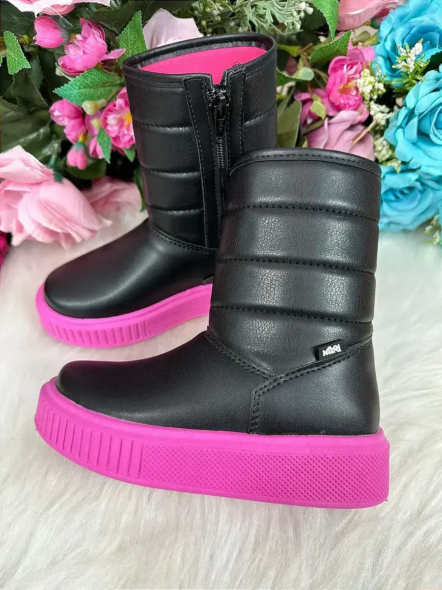 Bota nilqi puff preto pink