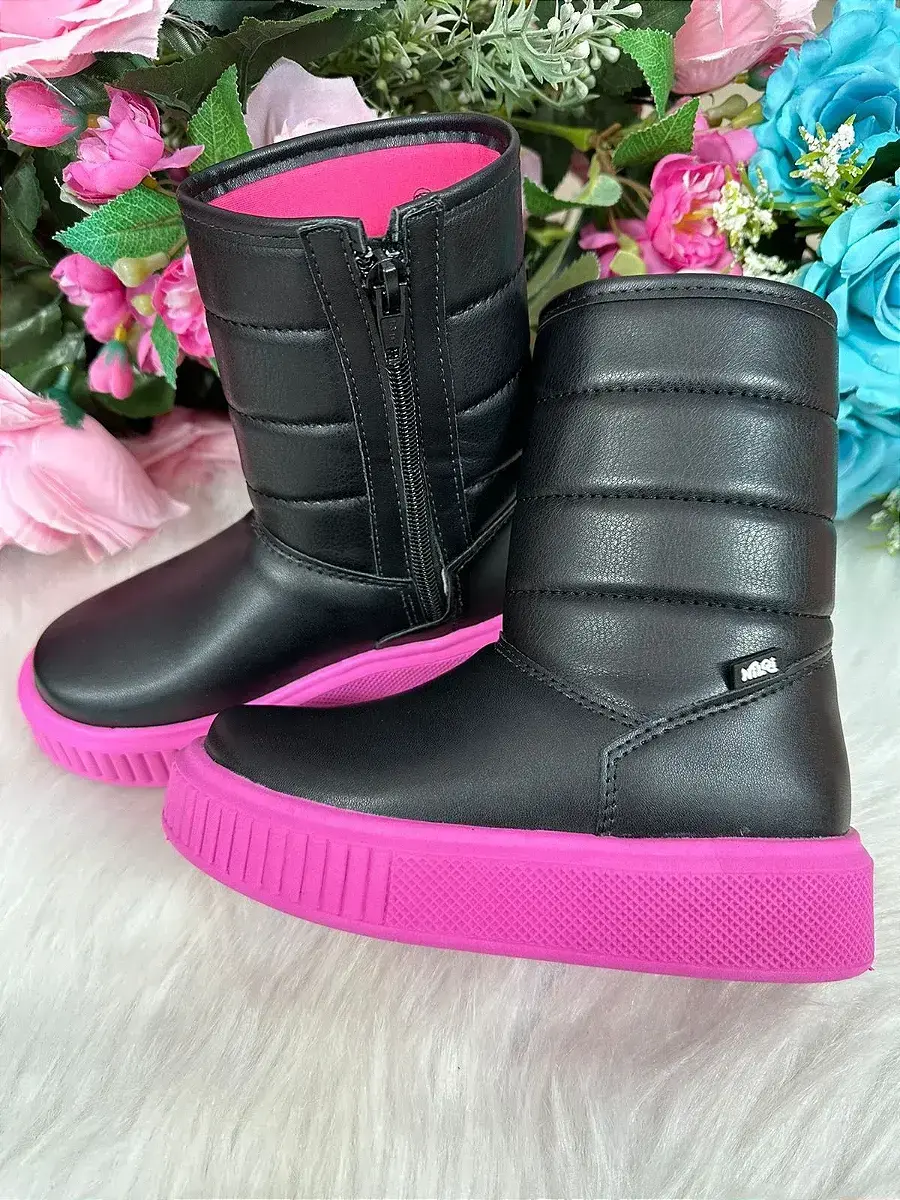 Bota nilqi puff preto pink, foto 2