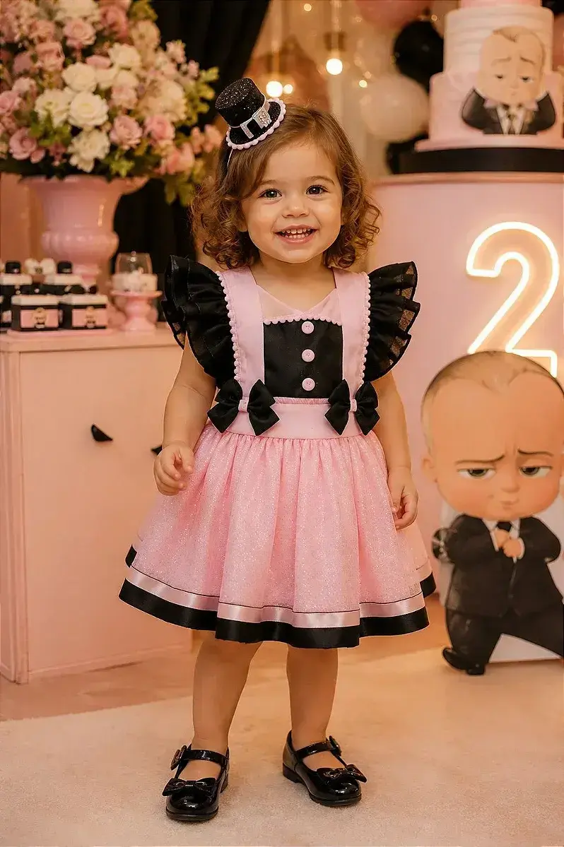 Vestido mundo bita rosa preto