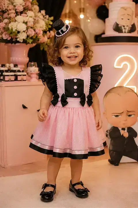 Vestido mundo bita rosa preto