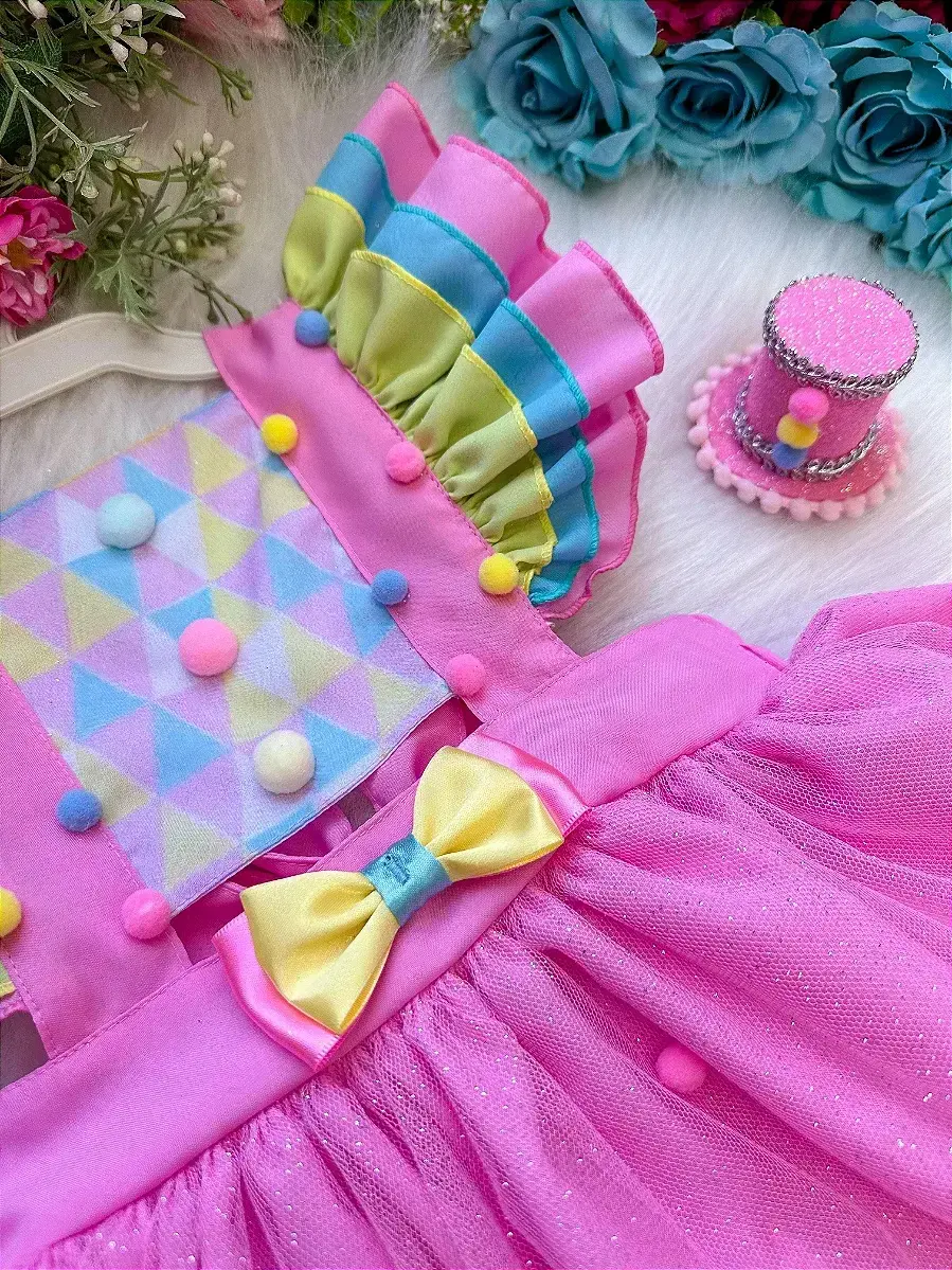 Vestido princesa circo doces doceria candy rosa, foto 4