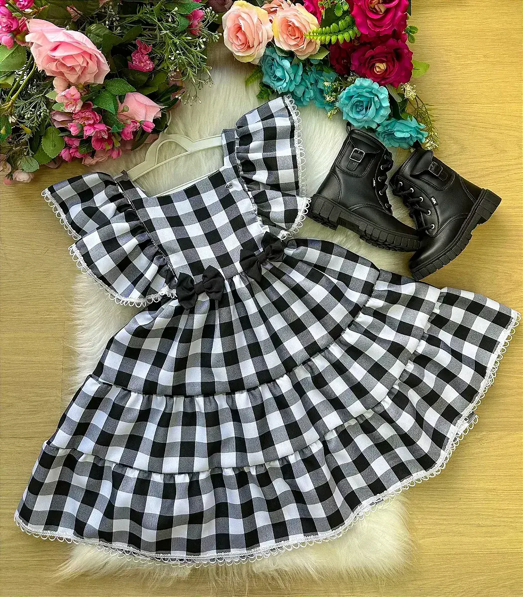 Vestido aline xadrez preto, foto 4