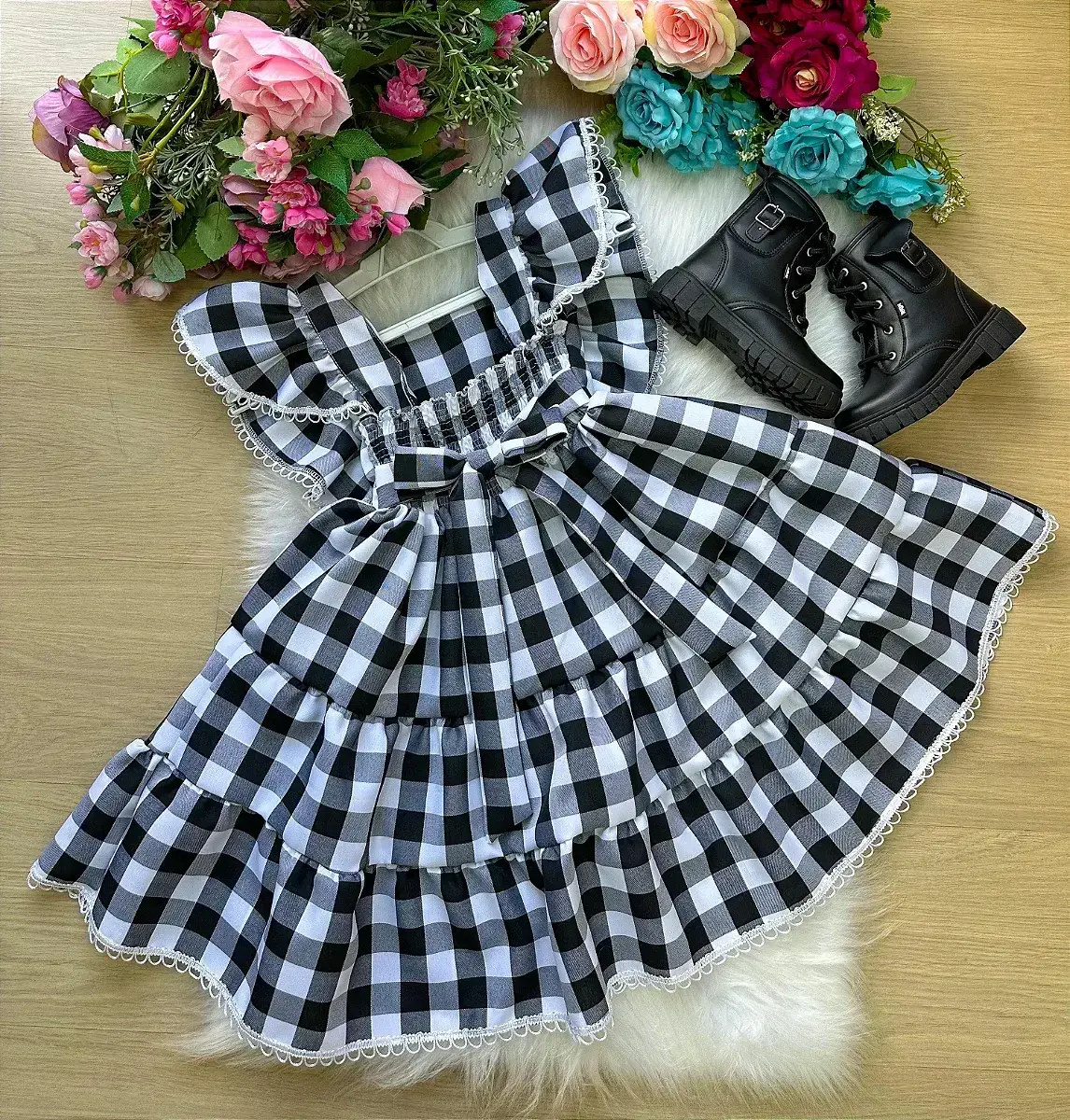 Vestido aline xadrez preto, foto 6