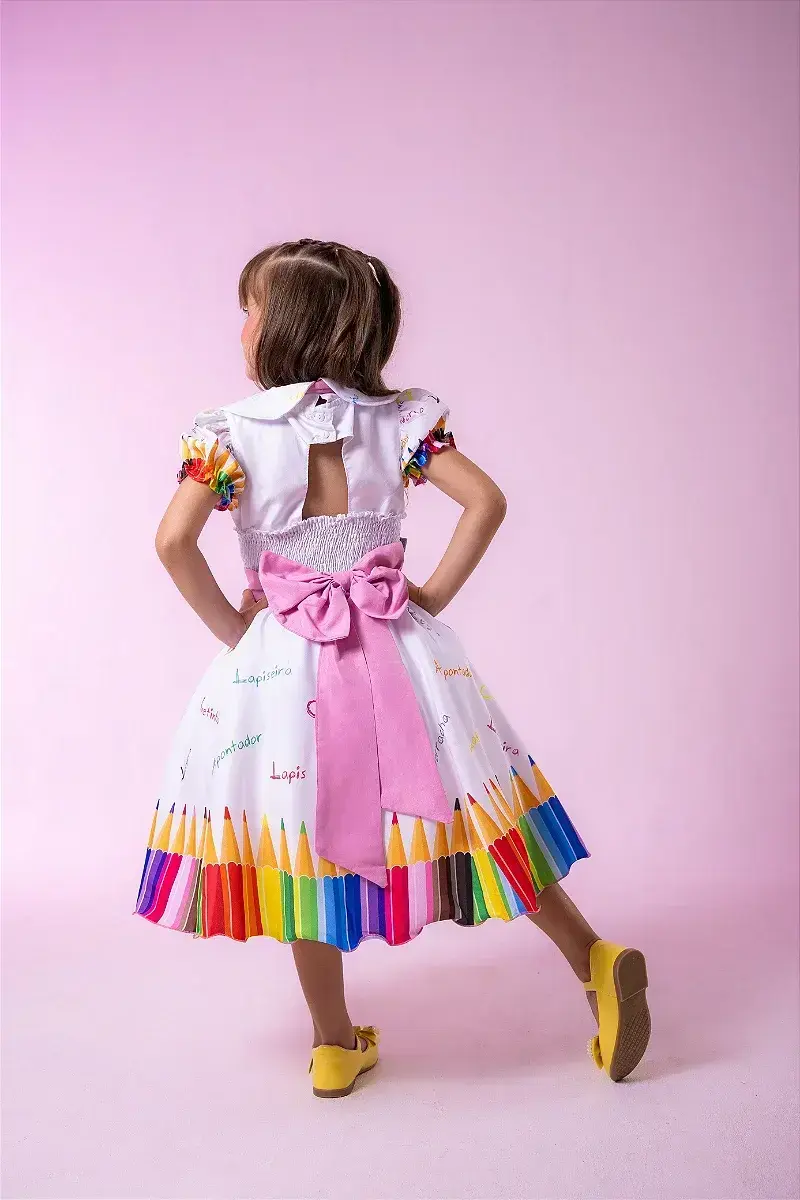 Vestido lapis aquarela abc branco, foto 4