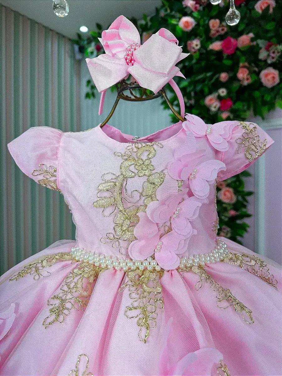 Vestido jardim encantado festa rosa, foto 3