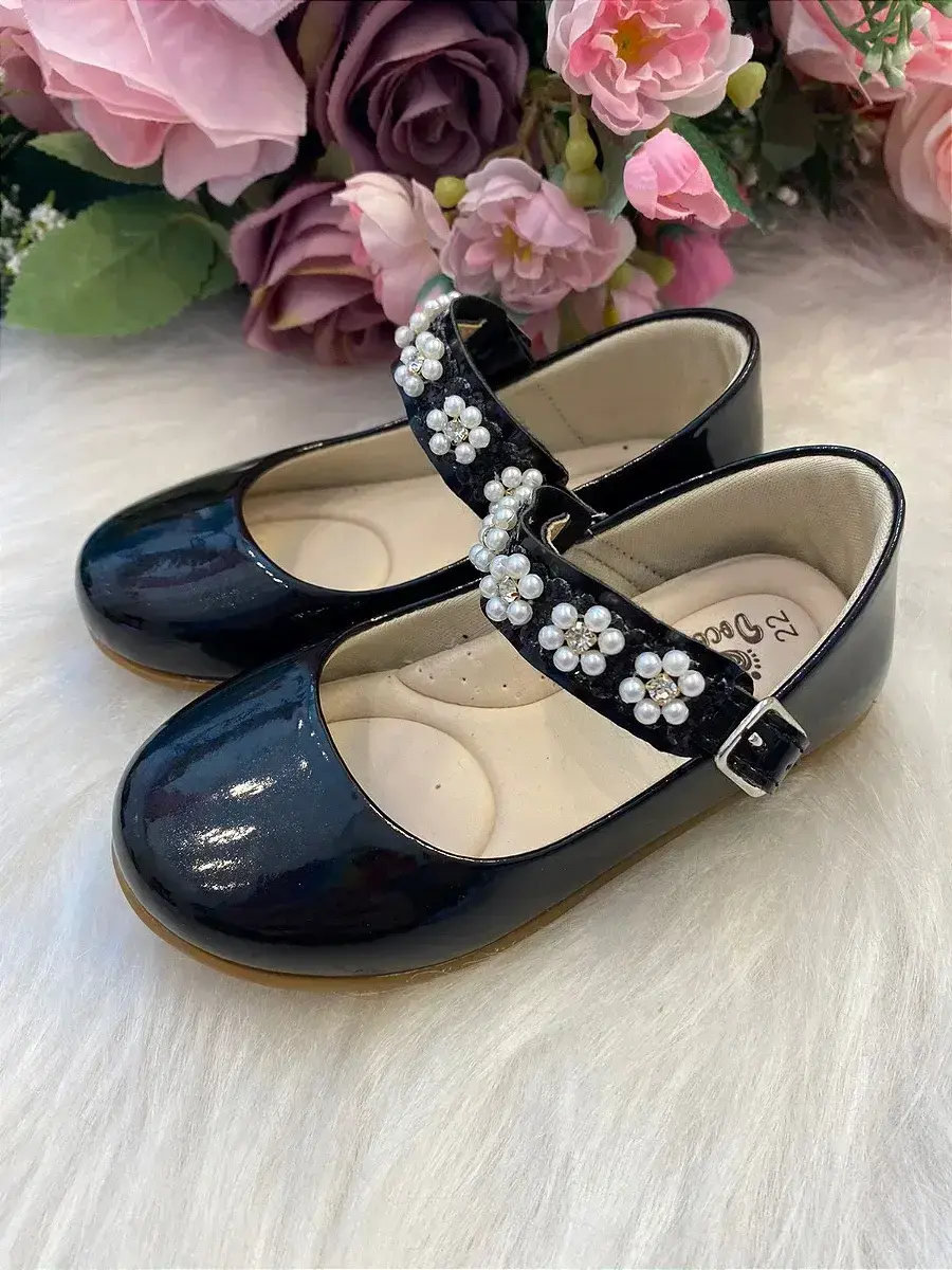 Sapatilha preta flor de perolas, foto 3