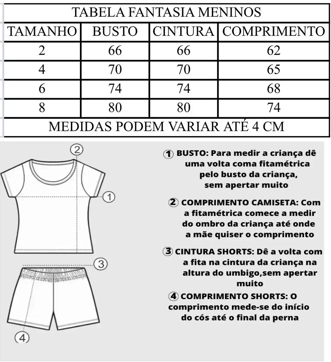 Guia de tamanhos