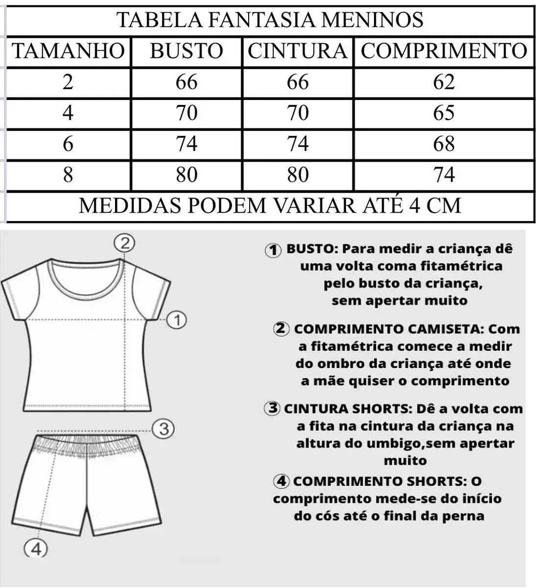 Guia de tamanhos