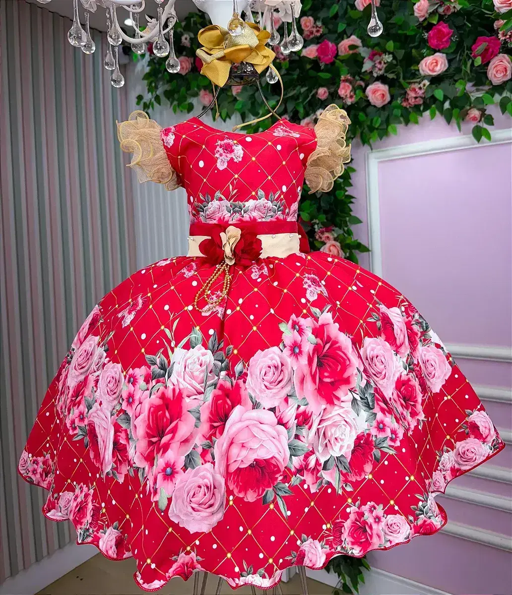 Vestido natalia flores vermelho Natal, foto 2