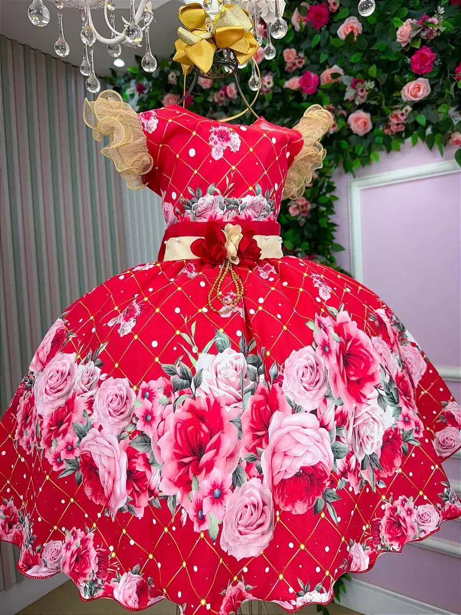 Vestido natalia flores vermelho Natal, foto 3