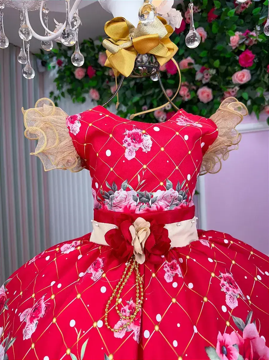 Vestido natalia flores vermelho Natal, foto 4