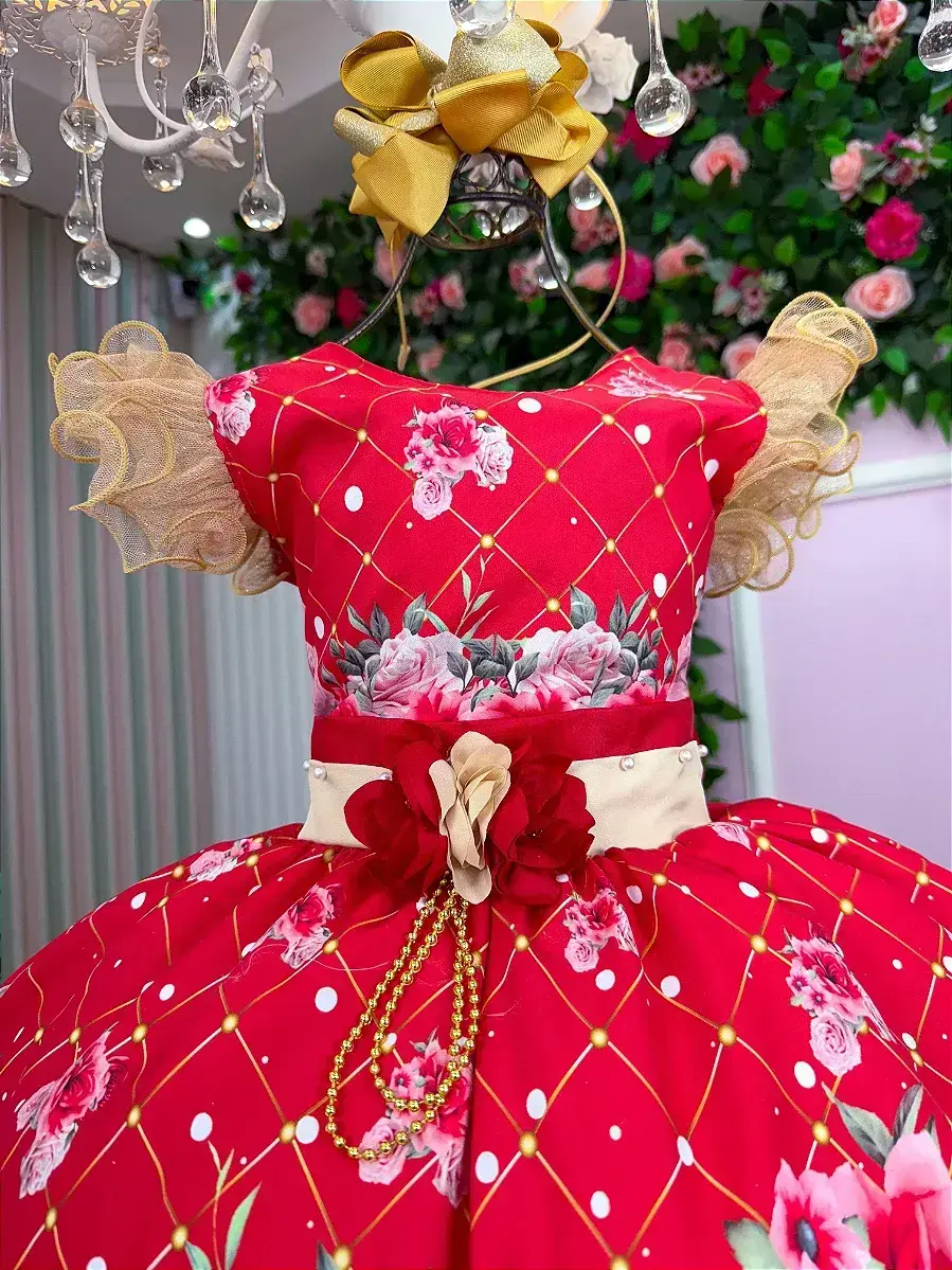 Vestido natalia flores vermelho Natal, foto 5