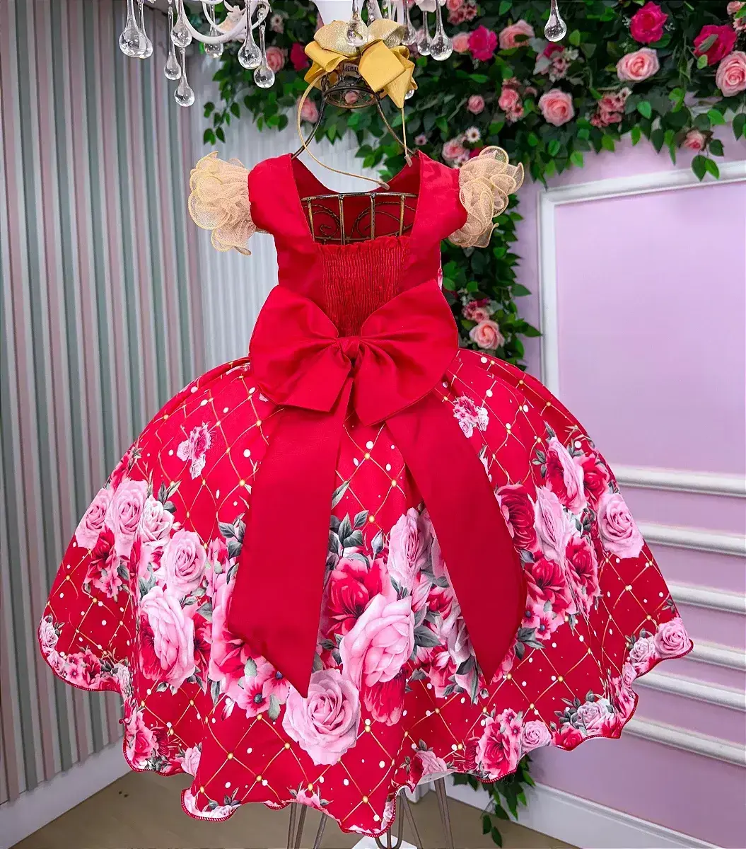 Vestido natalia flores vermelho Natal, foto 6
