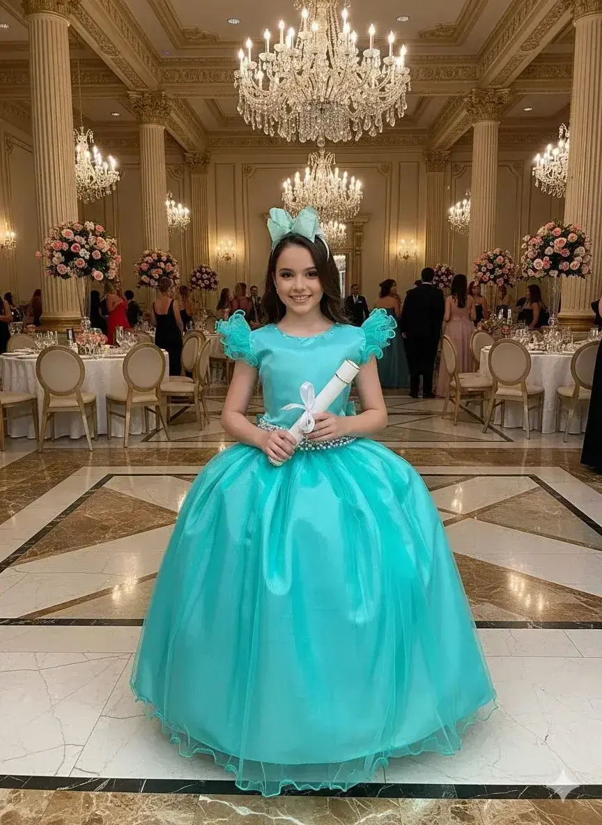 Vestido longo verde tiffany