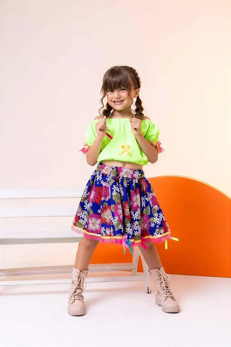 Conjunto junino festa lola verde neon