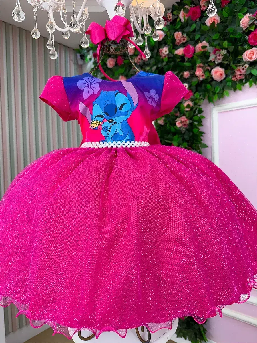 Vestido festa Lilo Stitch pink, foto 3