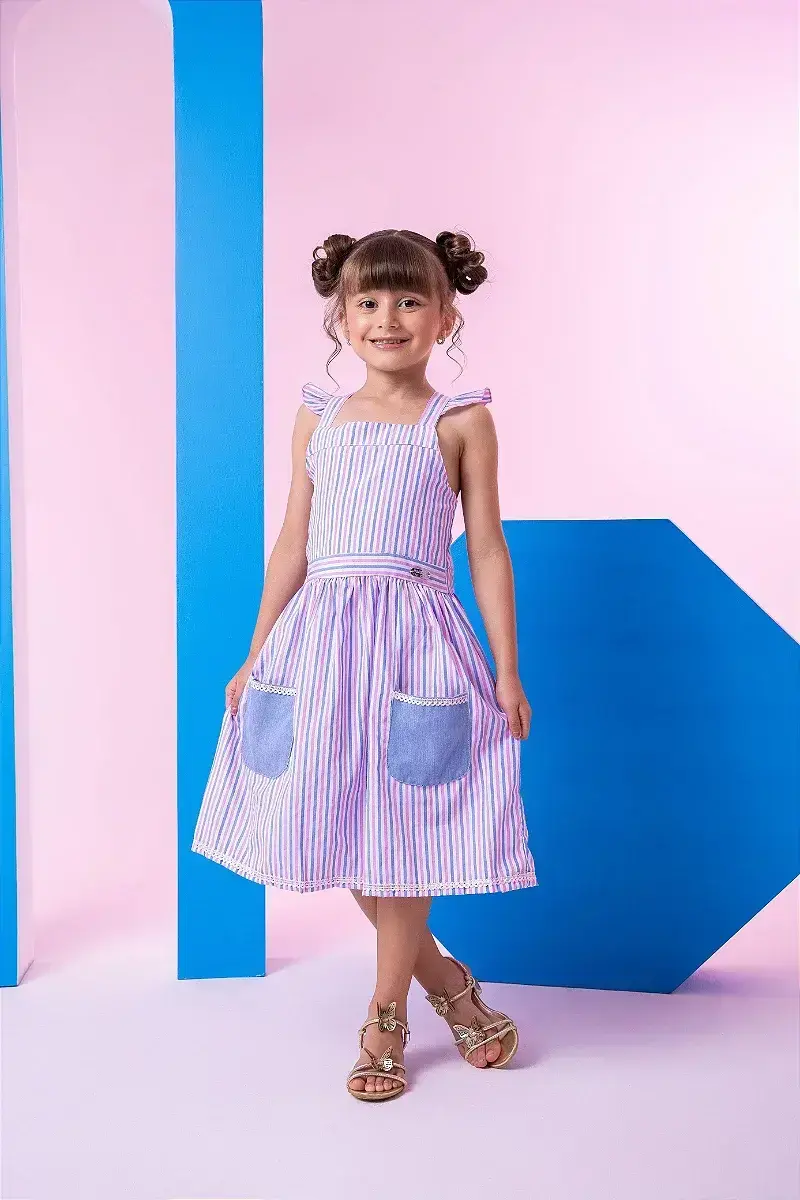 Vestido celine lilas listrado