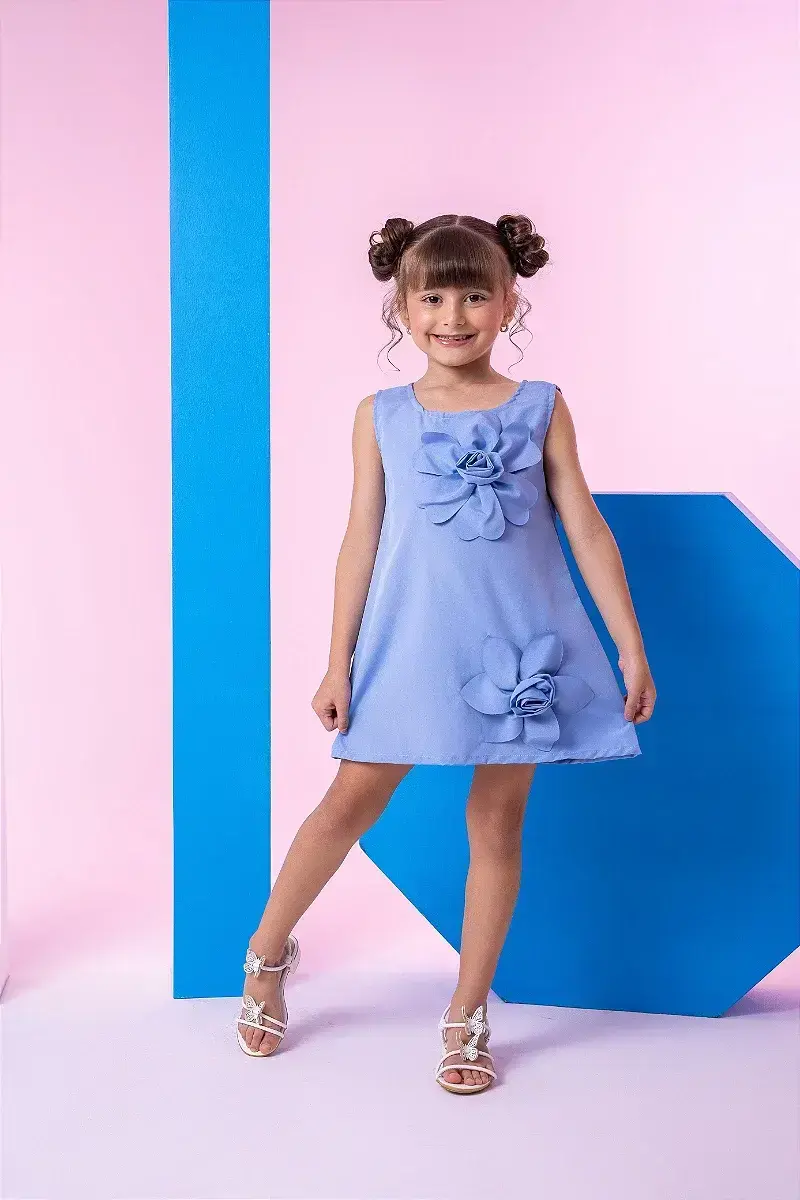 Vestido jojo flor azul
