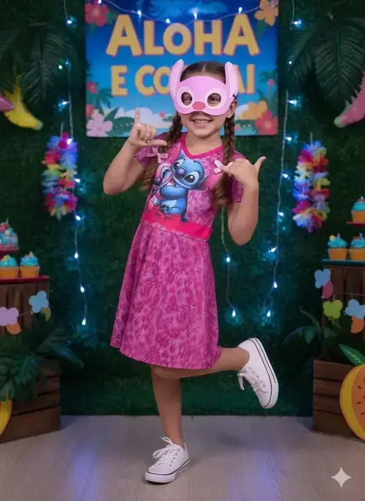 Fantasia Stitch e angel rosa