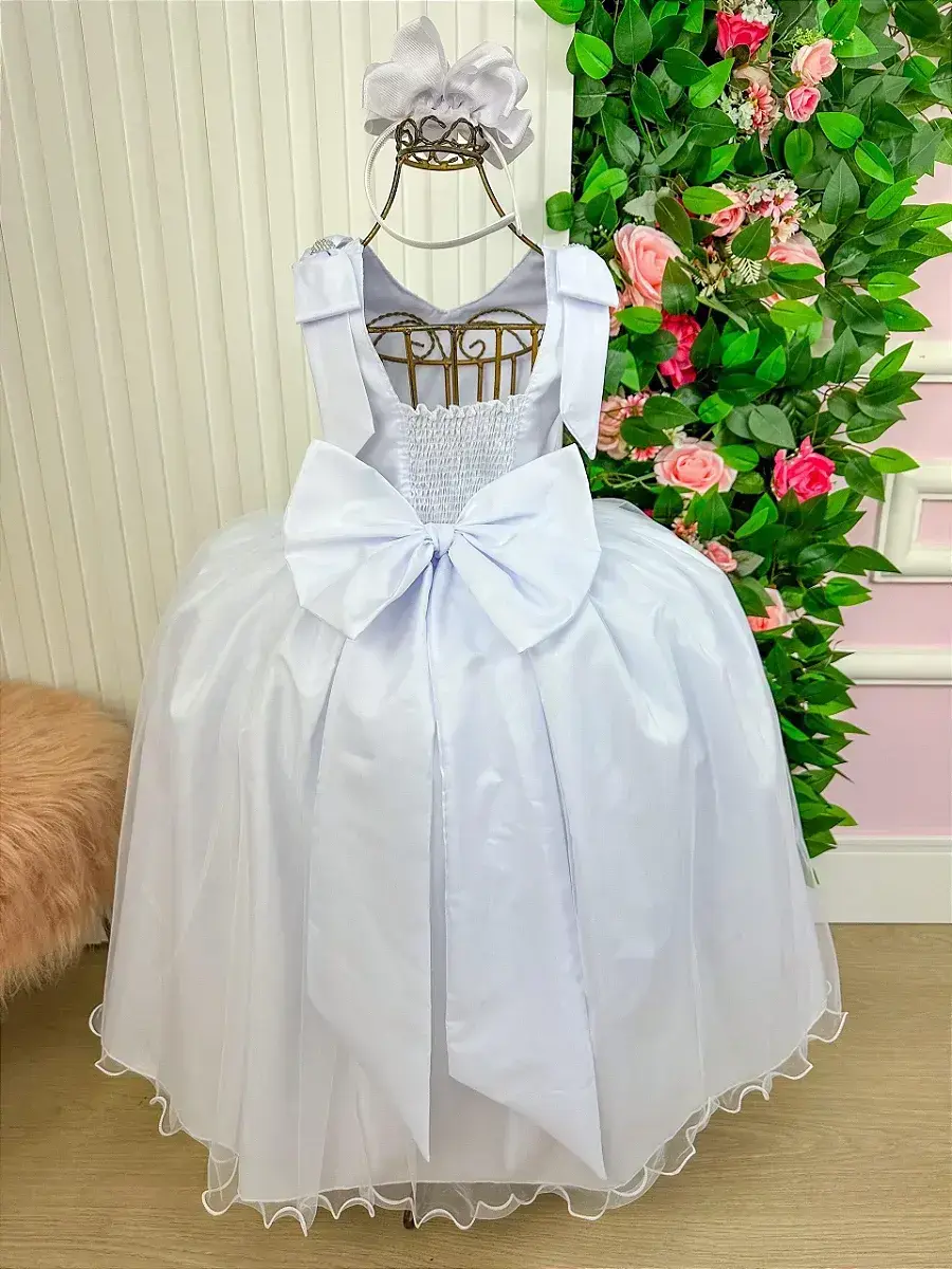Vestido longo branco peito rendado, foto 7